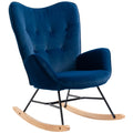 HOMCOM Sedia a Dondolo Scandinava Schienale Alto Effetto Velluto Blu