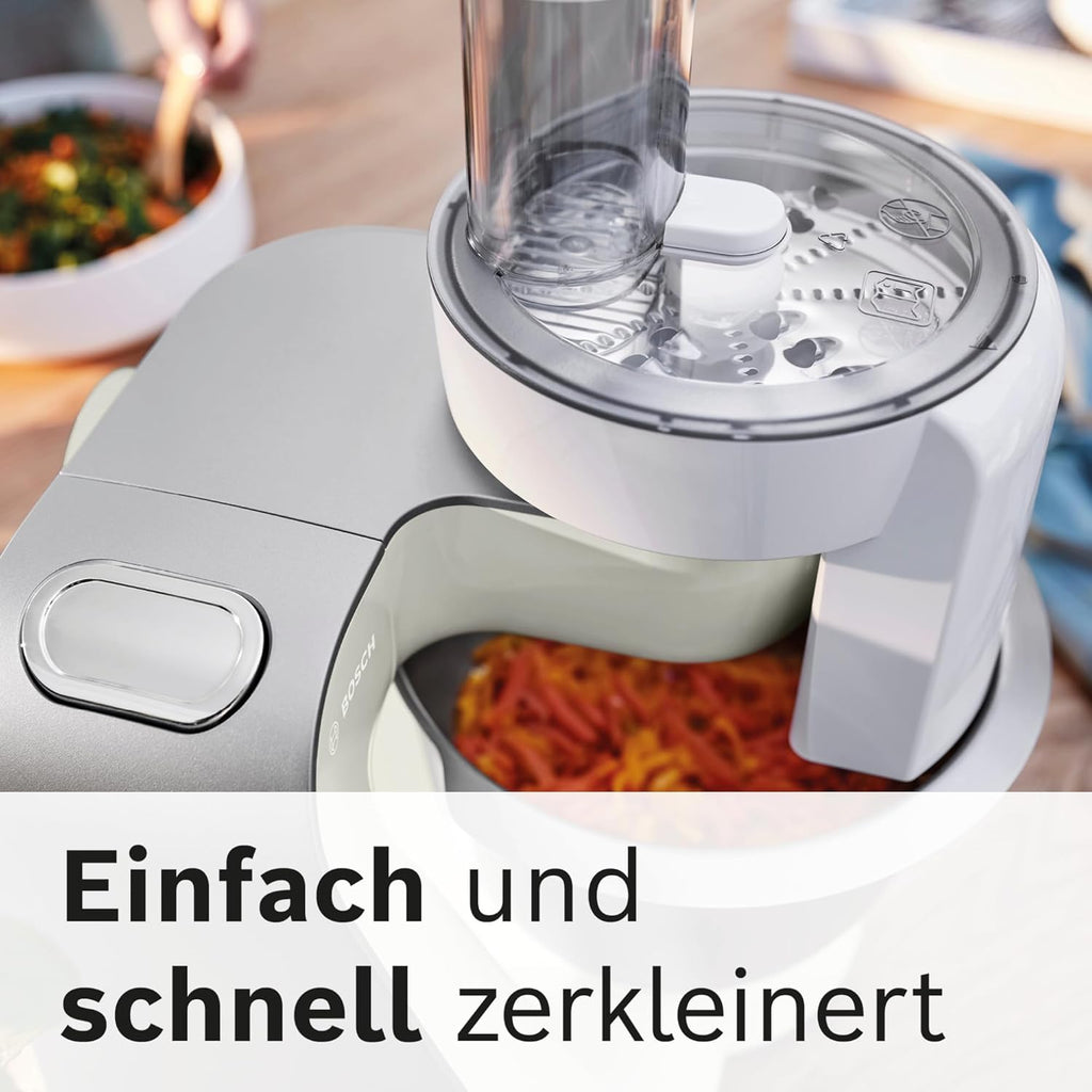 Bosch Robot da cucina Serie 4 MUM58720, ciotola in acciaio inox 3,9 L, frullatore 1,25 L, movimento planetario, gancio impastatore, frusta, frusta, tritacarne continuo, 3 dischi, 1000 W, rosso scuro/argento