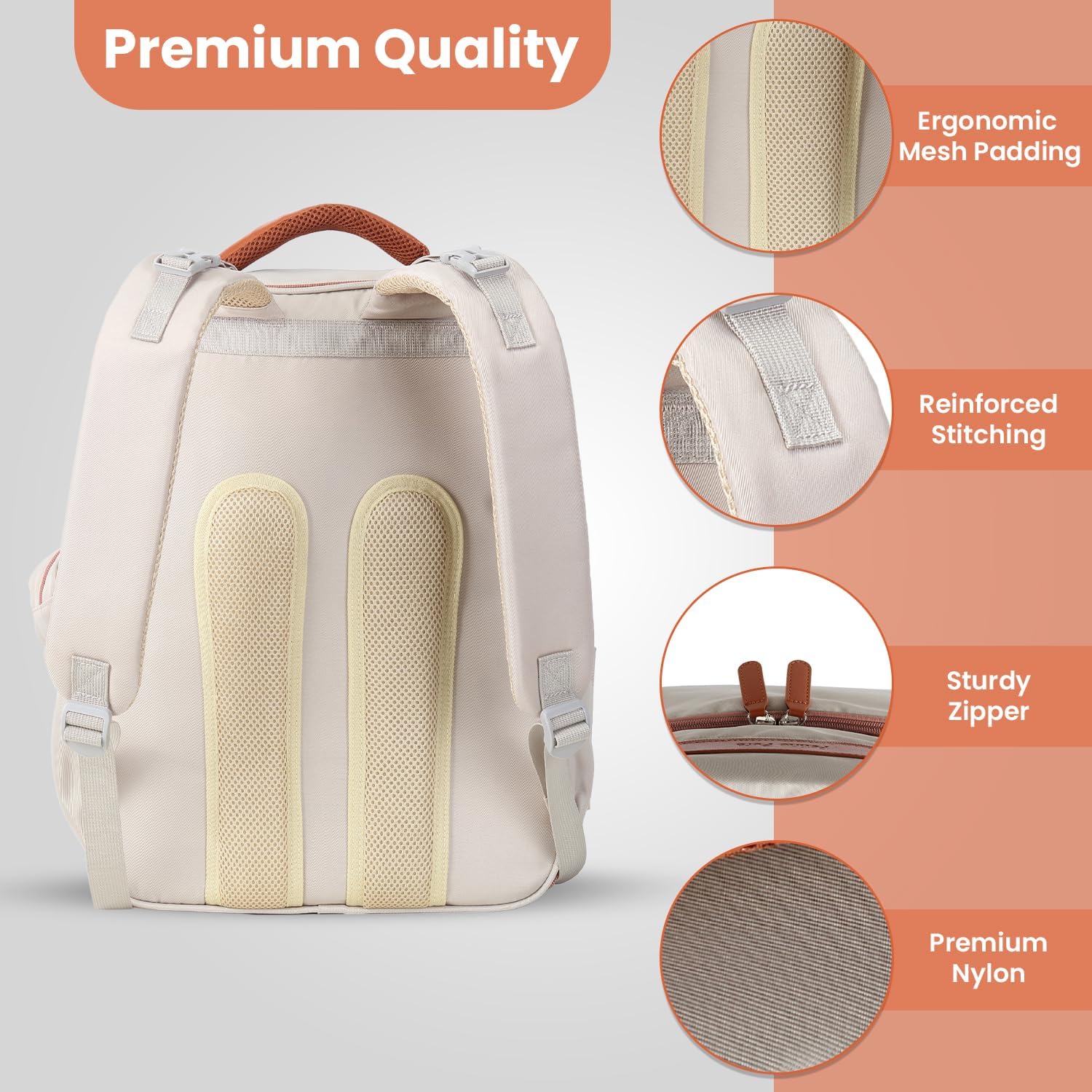 Petino Pura Zaino fasciatoio con stazione fasciatoio staccabile per neonati, grande capacità, essenziali da viaggio, borse per neonati impermeabili multiuso, marrone chiaro, Classic, Classic