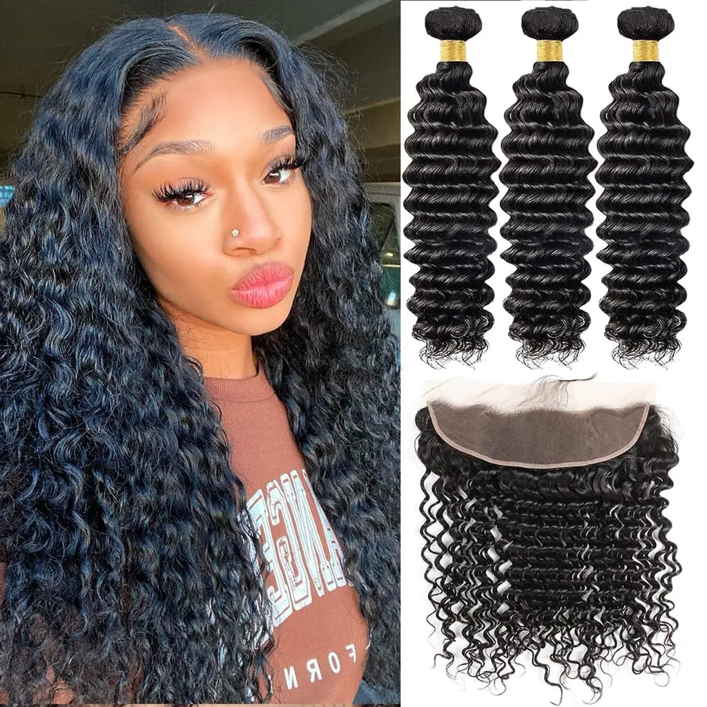 LavishBeauty Ricci Profondi Brasiliani Con Frontale 13x4