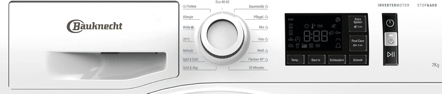 Bauknecht W Active 711 B Lavatrice a Carica Frontale/ 7kg/ 1400 giri/min/Potente Rimozione delle Macchie/Programmi a Vapore/Steam Hygiene con Antivirus/Steam Refresh/Funzione Stop&Add/Motore Dynamic Inverter