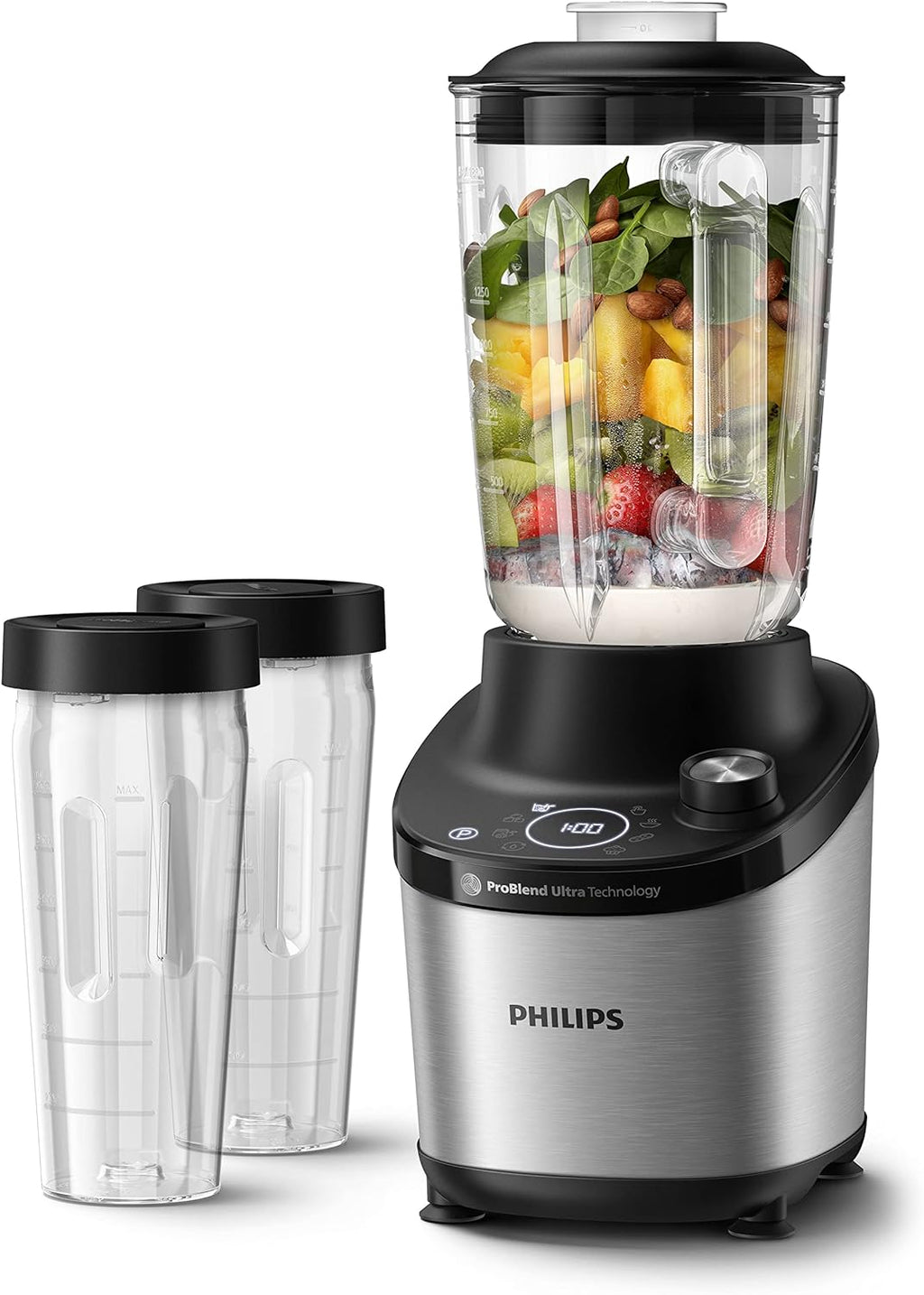 Philips Frullatore 7000 Series - 1500 Watt, 2 Litri, Tecnologia ProBlend Ultra, Programmi di Selezione Rapida, Ricette HomeID, Funzione Quick Clean, 2 Bicchieri in Tritan (HR3760/10)