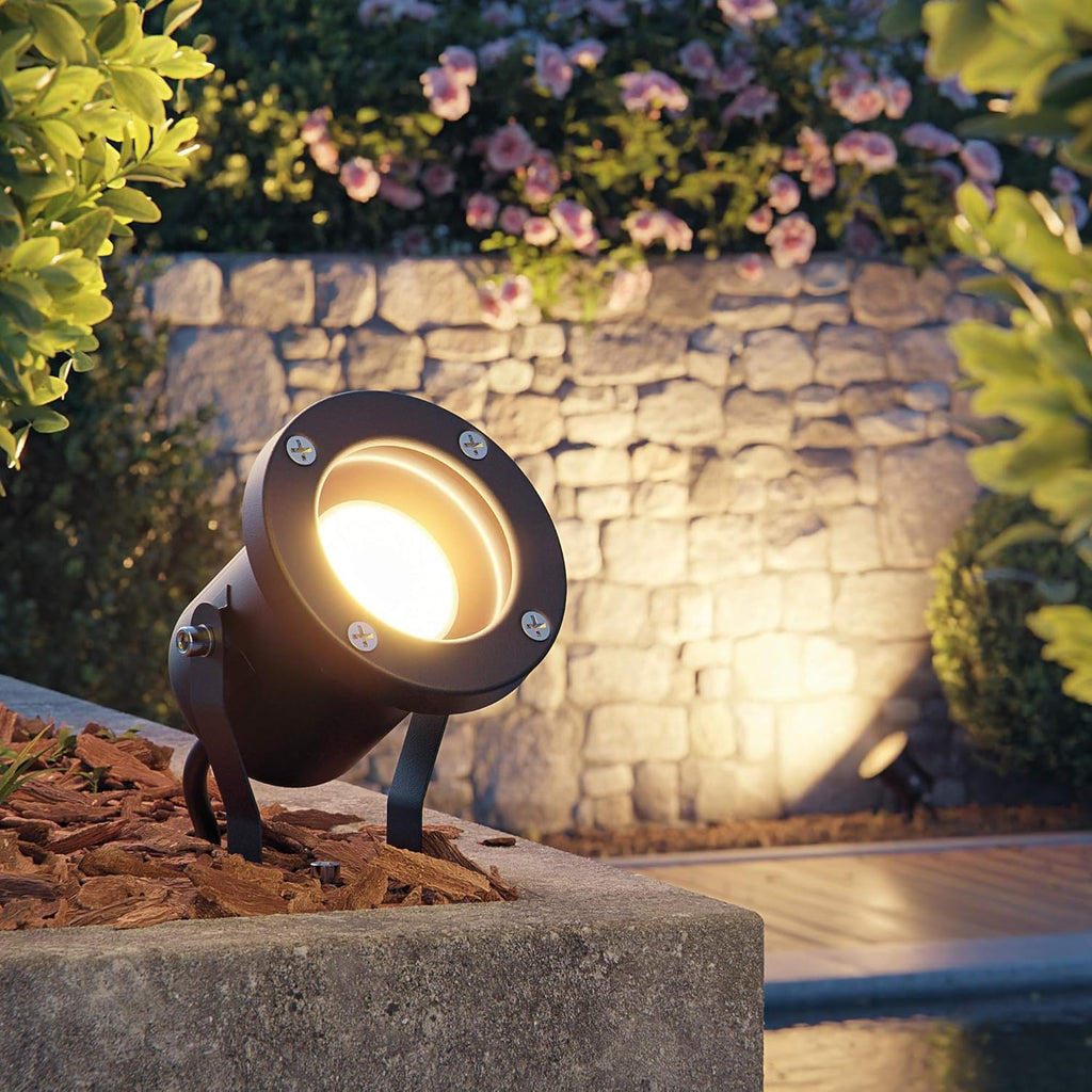 ledscom.de 4 Fari da giardino a LED MIBU con picchetto, da esterno, acciaio inox, senza lampadina