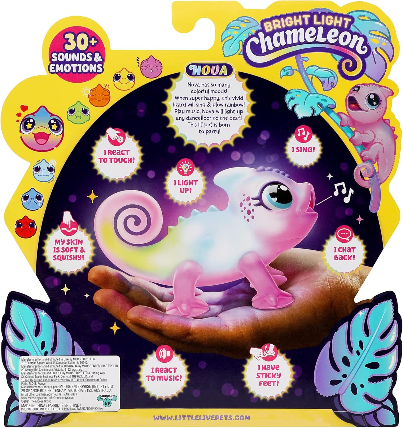 Little Live Pets Chamleon Sunny, leuchtendes, interaktives Chamleon mit Farbwechselfunktionen, über 30 Gerusche, viele Verschiedene Stimmungen, wiederholt Worte, mit Takterkennung., 26364