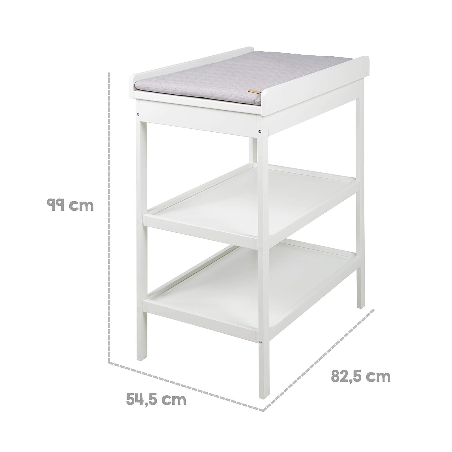 roba Fasciatoio da Bagno Combinato + Materassino Fasciatoio Style grigio - Fasciatoio Mobile Combinato con Vasca Integrata - con piano fasciatoio estraibile - Legno bianco