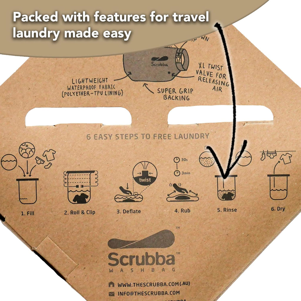 Scrubba Toplader Wash Bag 2.0 - Lavatrice portatile da campeggio - Borsa per il lavaggio e sacca da bucato, Verde