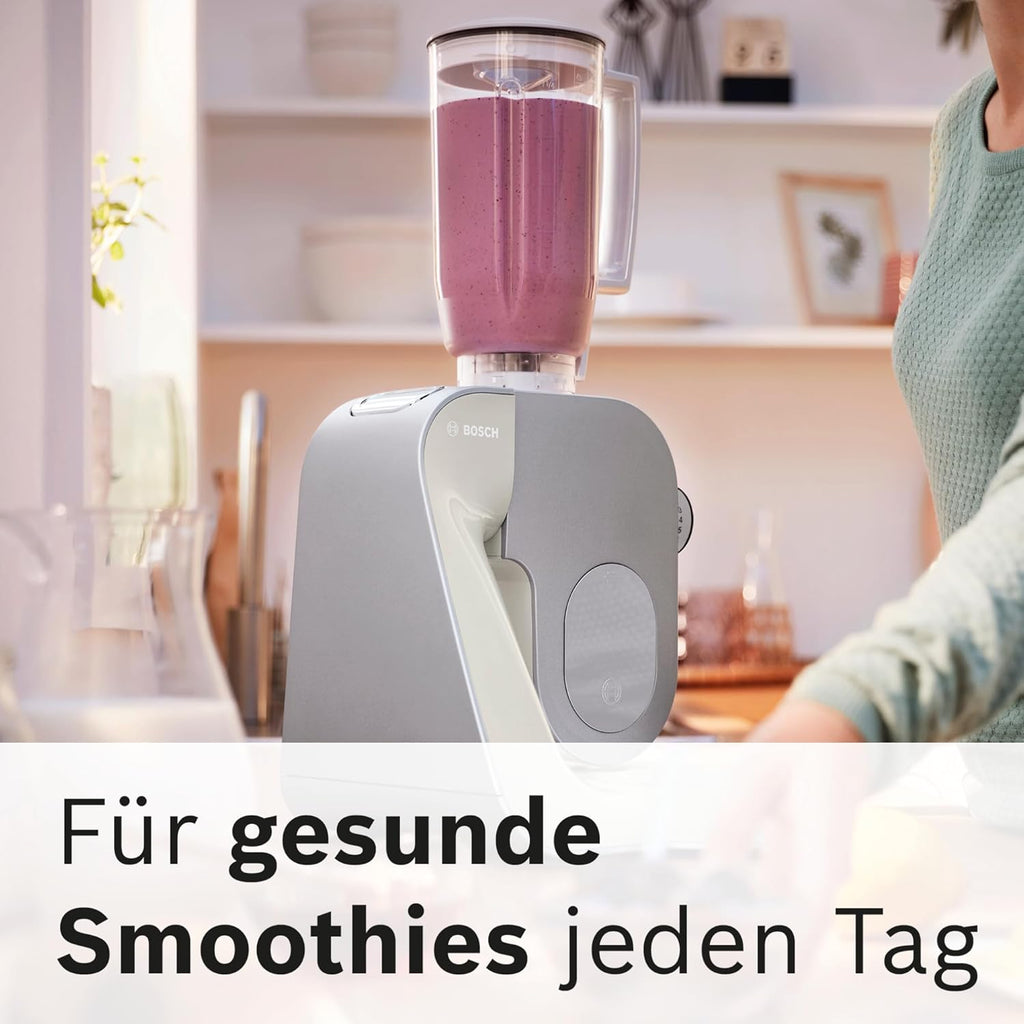 Bosch Robot da cucina Serie 4 MUM58720, ciotola in acciaio inox 3,9 L, frullatore 1,25 L, movimento planetario, gancio impastatore, frusta, frusta, tritacarne continuo, 3 dischi, 1000 W, rosso scuro/argento