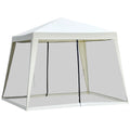 Outsunny Gartenpavillon mit Moskitonetz wasserabweisend cremeweiß