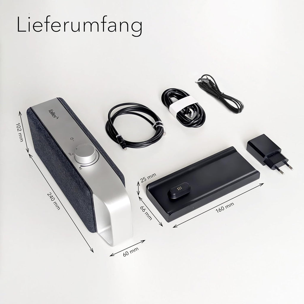 faller Oskar Altoparlante/Soundbar TV con Clear Voice (portatile, senza fili, facile da usare, alloggiamento in alluminio)