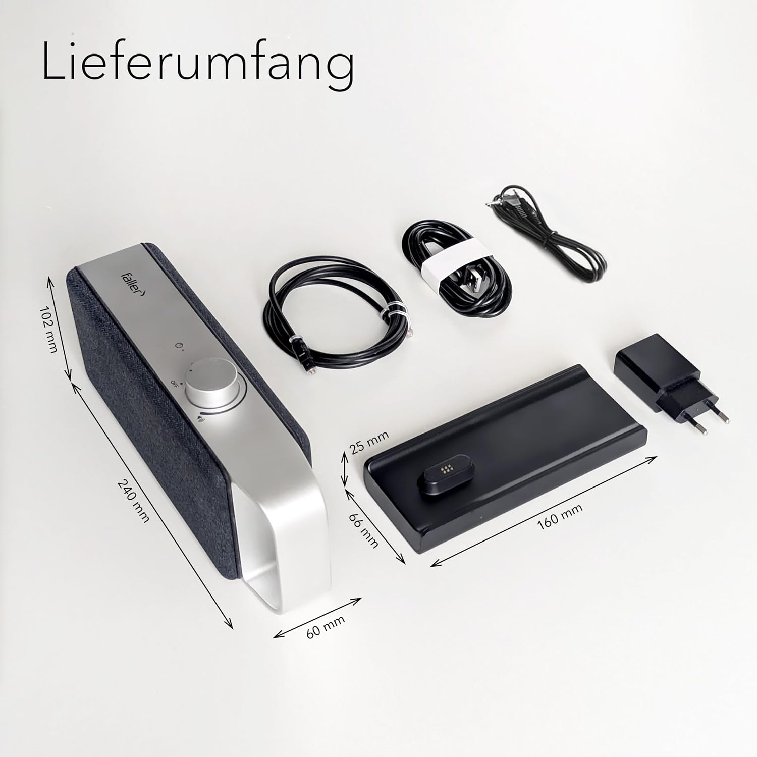 faller Oskar Altoparlante/Soundbar TV con Clear Voice (portatile, senza fili, facile da usare, alloggiamento in alluminio)