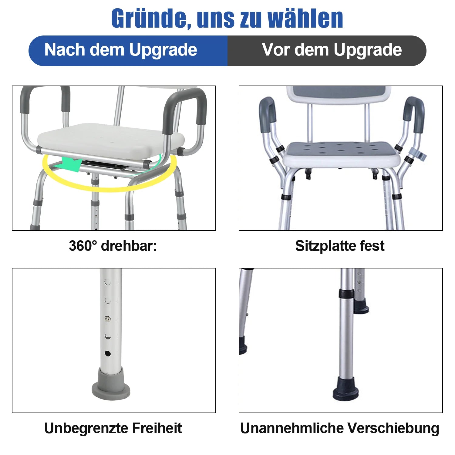 Sonnewelt Sgabello da doccia, sedile doccia girevole a 360°