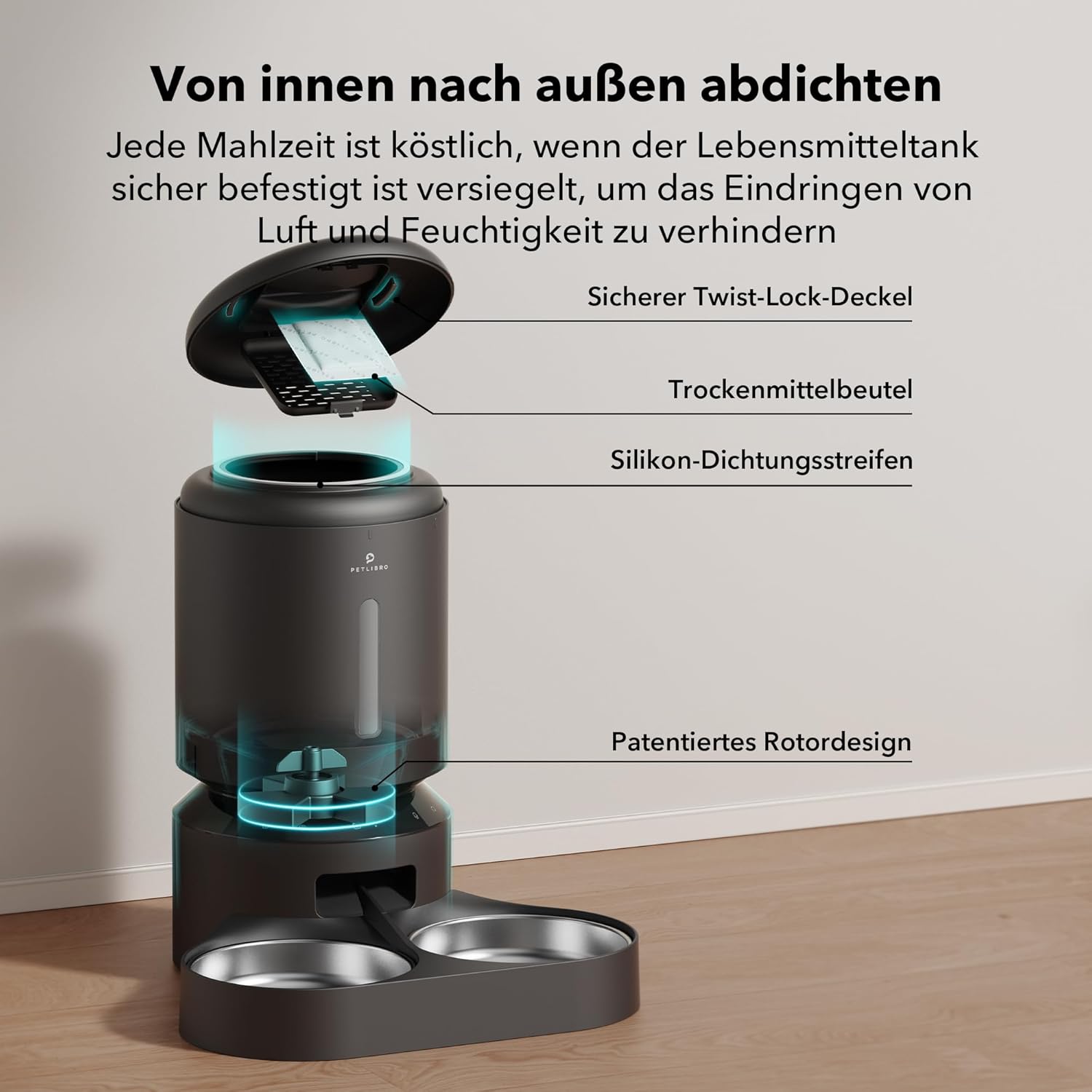 PETLIBRO 5L Futterautomat für 2 Katzen und Hunde mit APP, 5G-WLAN-Haustierfutterspender, Automatische Katzenfutterspender mit Sensor für niedrigen Futtermangel, 1–10 Mahlzeiten pro Tag