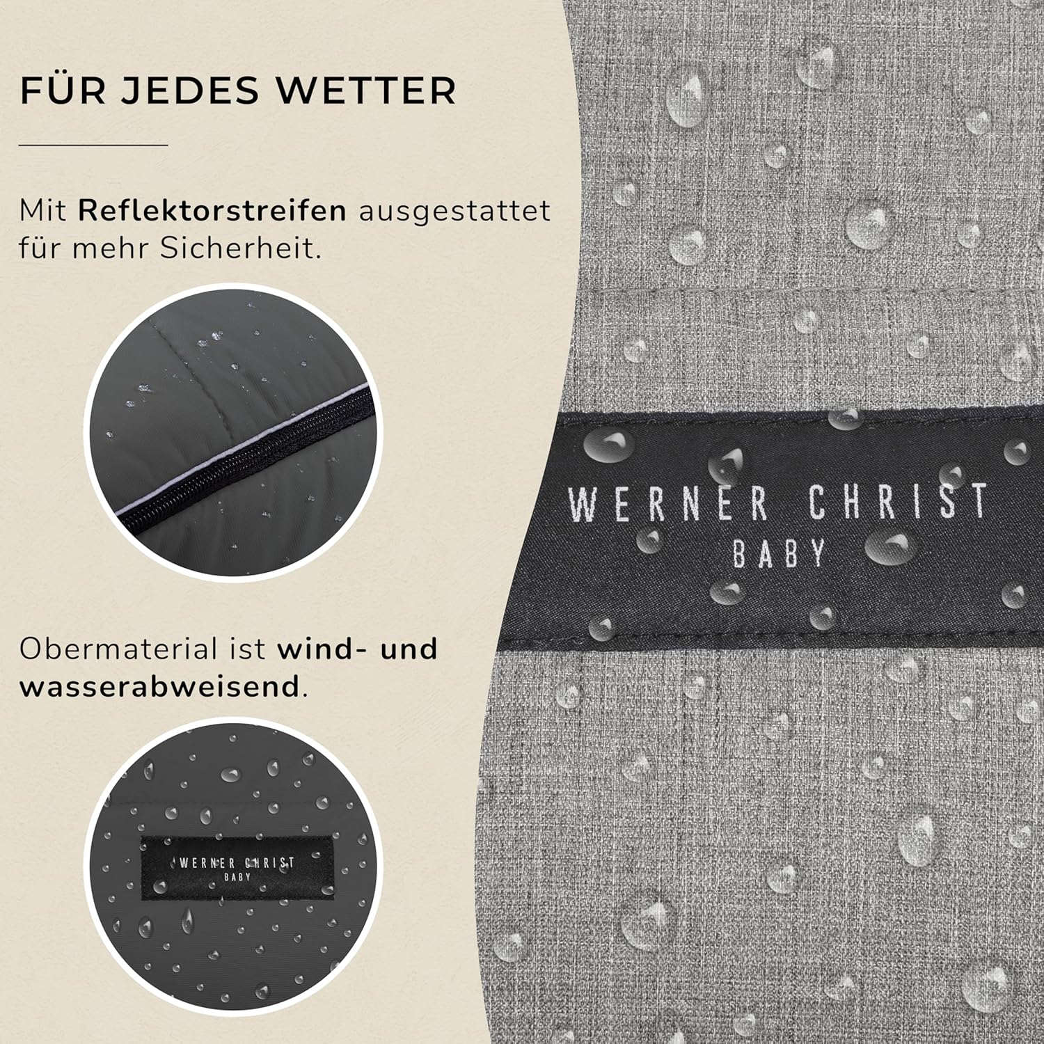 WERNER CHRIST BABY, Kinderwagen-Fußsack CORTINA – Thermo Winterfußsack (Kinder ab 6 - bis 36 Monate), mit herausnehmbarer Lammfelleinlage, medizinisches Fell, in Black (schwarz)
