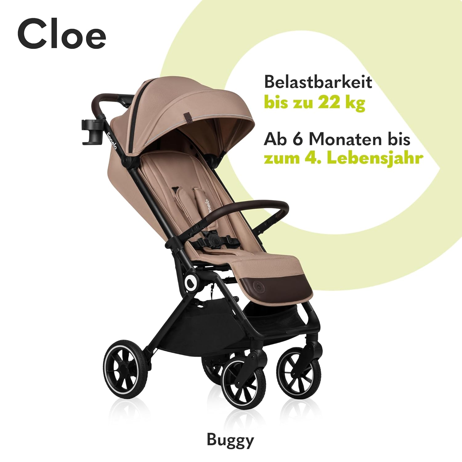 LIONELO Cloe Passeggino Pieghevole fino a 22 kg, Schienale Reclinabile Funzione Nanna, Imbracatura a 5 Punti Grandi Ruote Girevoli Zanzariera Porta Biberon Leggero Compatto Impermeabile (Grigio)