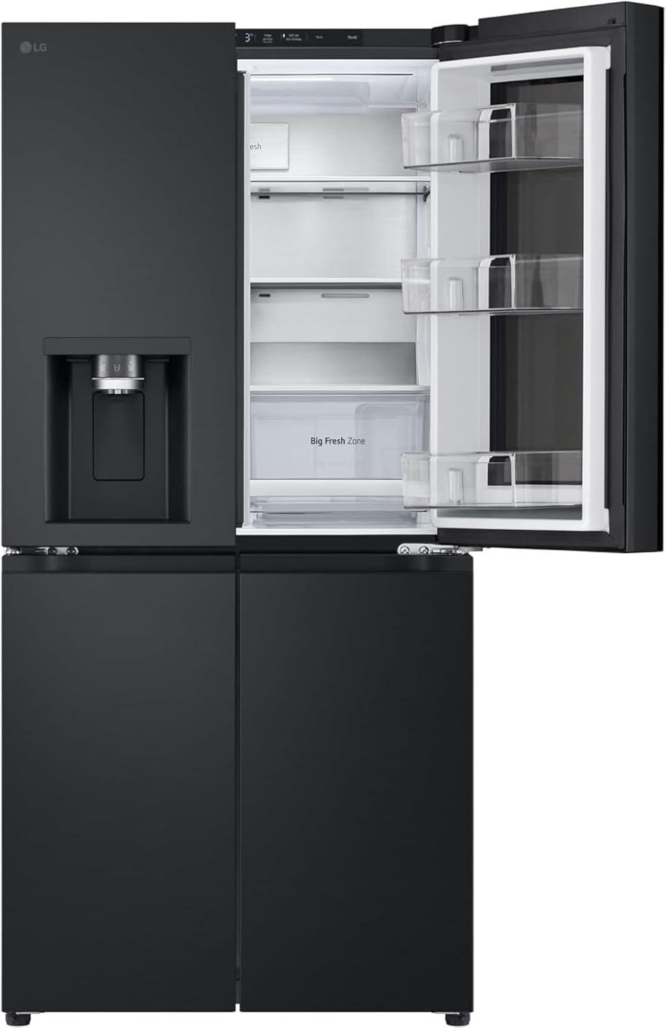 LG GMG861EPAE InstaView SLIM Multi-Door, Classe E, 508 L, Frigorifero Combinato, Erogatore di Ghiaccio, Ghiaccio Tritato e Acqua con UVnano, Total NoFrost, Compressore Smart Inverter, Wi-Fi, Colore Matte Black