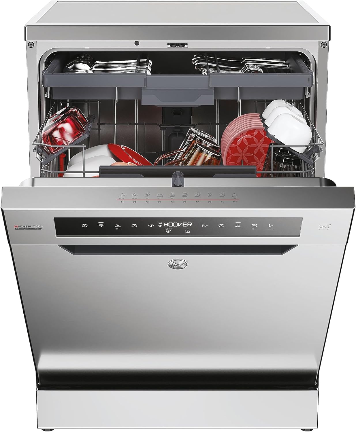 Lavastoviglie Hoover HF 4C6F0PW; 14 coperti; Libera installazione, 60 cm di larghezza; Classe di efficienza energetica C; Controllo intelligente con tecnologia WiFi + Bluetooth