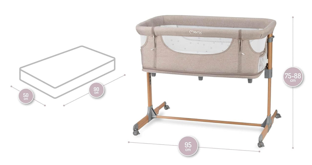 Momi SMART Bed Lettino fianco letto 4-in-1, fino a 15 kg, con materasso, regolabile in altezza