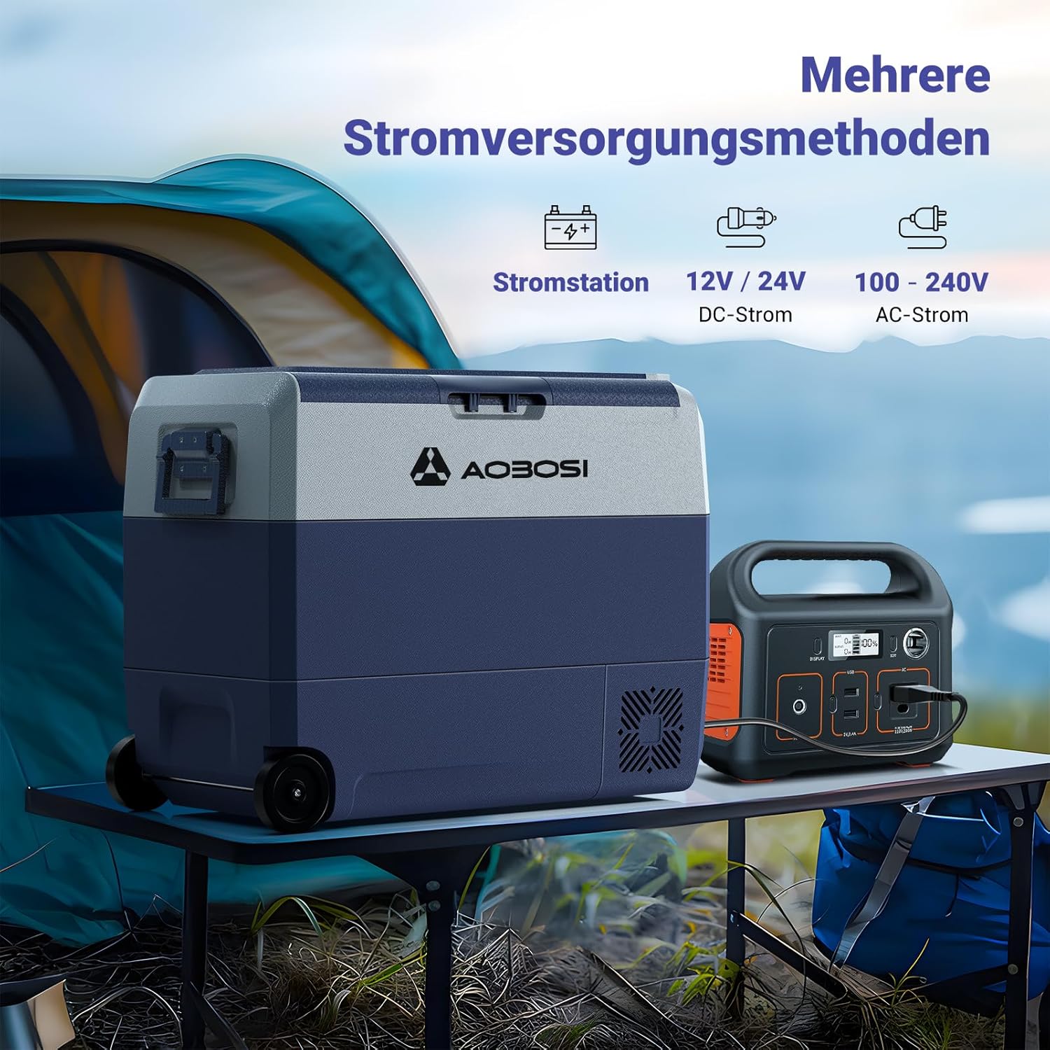 AAOBOSI Frigo Box a Compressore 36 L, Frigo Portatile per Auto con Controllo App WiFi, 12/24 V e 100-240 V, fino a -20 °C per Auto, Camion, Barca, Camper, Campeggio, Doppia Zona