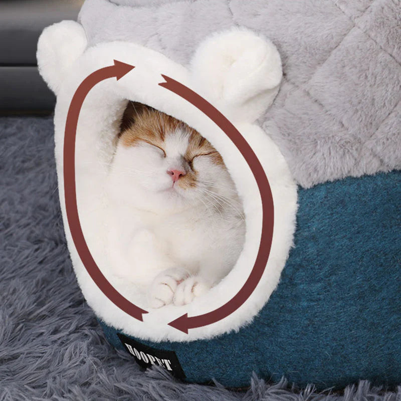 HundeJoy Katzenhhle 2-in-1 – Stilvoller Rückzugsort und Kissen in einem