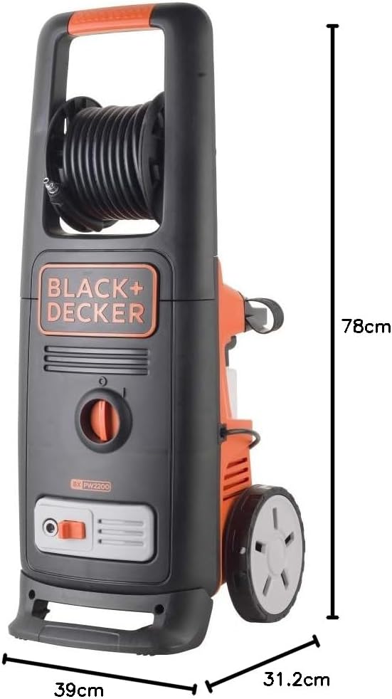 BLACK+DECKER Hochdruckreiniger BXPW2200PE mit Patio Cleaner Deluxe und Feste Bürste (2200 W, 150 bar, 440 l/h)