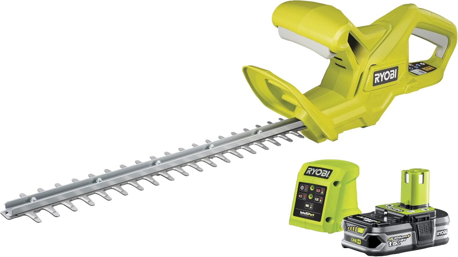 18 V ONE+ Akku-Heckenschere RY18HT50A-0 (Schnittgeschwindigkeit 1350 U/min, Messerlnge 50 cm, 24 mm Messerabstand, ohne Akku & Ladegert im Karton), Grün