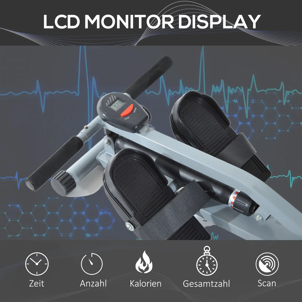  vogatore HOMCOM per allenamento cardio con display LCD e resistenza regolabile