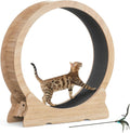 Mondeer Ruota per gatti da interno, tapis roulant da 110 cm con tappeto rimovibile, ruota da corsa in legno per gatti di taglia piccola, media e grande, attrezzo per fitness e perdita di peso, nero