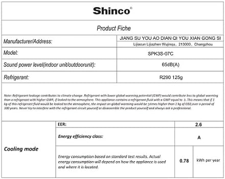 SHINCO Condizionatore Portatile con Tubo di Scarico, Climatizzatore 3-in-1 con Deumidificatore e Ventilatore, 7000BTU, 2,05 kW, Condizionatore Mobile con Modalità Notturna, Timer e Materiale di Montaggio, Ambienti Fino a 54m