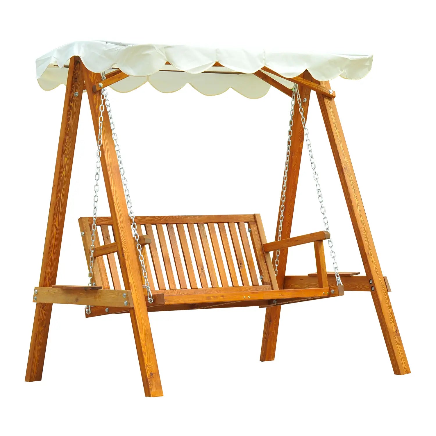 Dondolo da giardino Outsunny a 2 posti con tettoia in larice