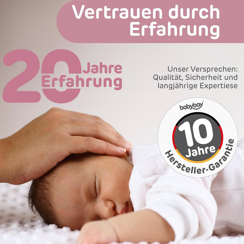 babybay Original Lettino da affiancare in massello di faggio / compatto e trasformabile / Altezza regolabile senza livelli preimpostati ed ecologico / Lettino evolutivo (laccato bianco) / Materasso incluso