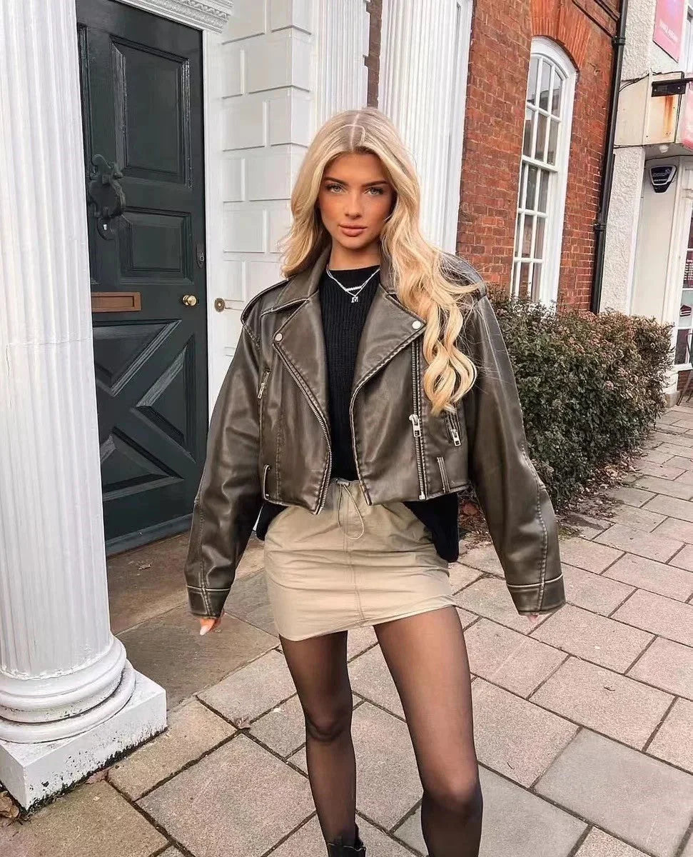 bergroe Lederjacke für Damen