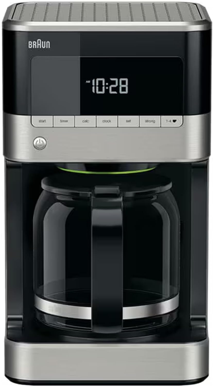 Braun Household PurAroma 7 Macchina da caffè KF 7125 – Macchina da caffè filtro con caraffa termica e funzione timer, Caffettiera per un aroma unico, 1000 Watt, Nero/Acciaio inox