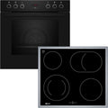 NEFF EDX442, Set composto da E1ECD0AN0, N 30, Forno da incasso con CircoTherm, 60 x 60 cm, Acciaio inossidabile e M13R42N2, N 50, Piano cottura elettrico controllato dal forno, 60 cm, Nero, con cornice a filo