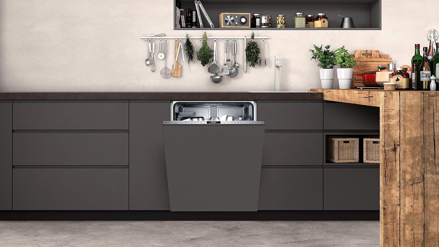 NEFF S157YCX03E, N 70, Lavastoviglie smart a scomparsa totale, 60 cm, cassetto per posate, Made in Germany, Asciugatura Zeolith, lavastoviglie particolarmente silenziosa, cestello superiore regolabile in altezza, forte pressione di spruzzo