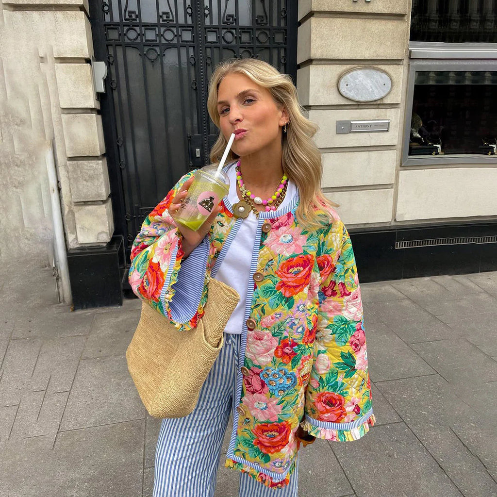 Blazer stampato a fiori da donna