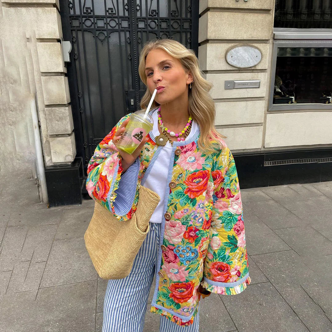 Blazer stampato a fiori da donna