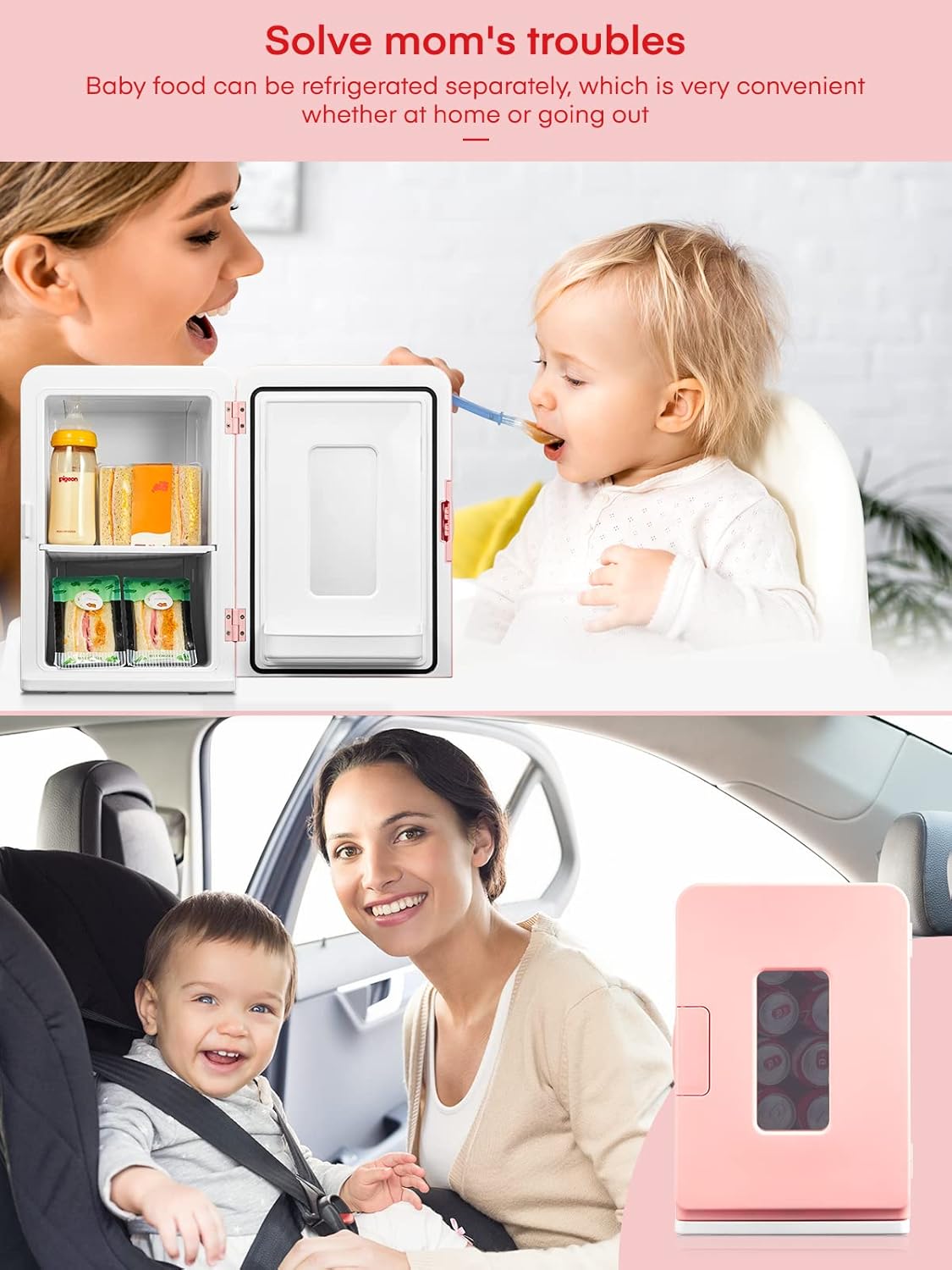 NORTHCLAN Mini Frigo per Camera 15 L, con 220 V CA/12 V CC per Uso in Auto e Casa, Frigorifero Portatile e Scaldavivande Perfetto per Bevande, Cosmetici, Snack, Modalità Max ed Eco, Nero