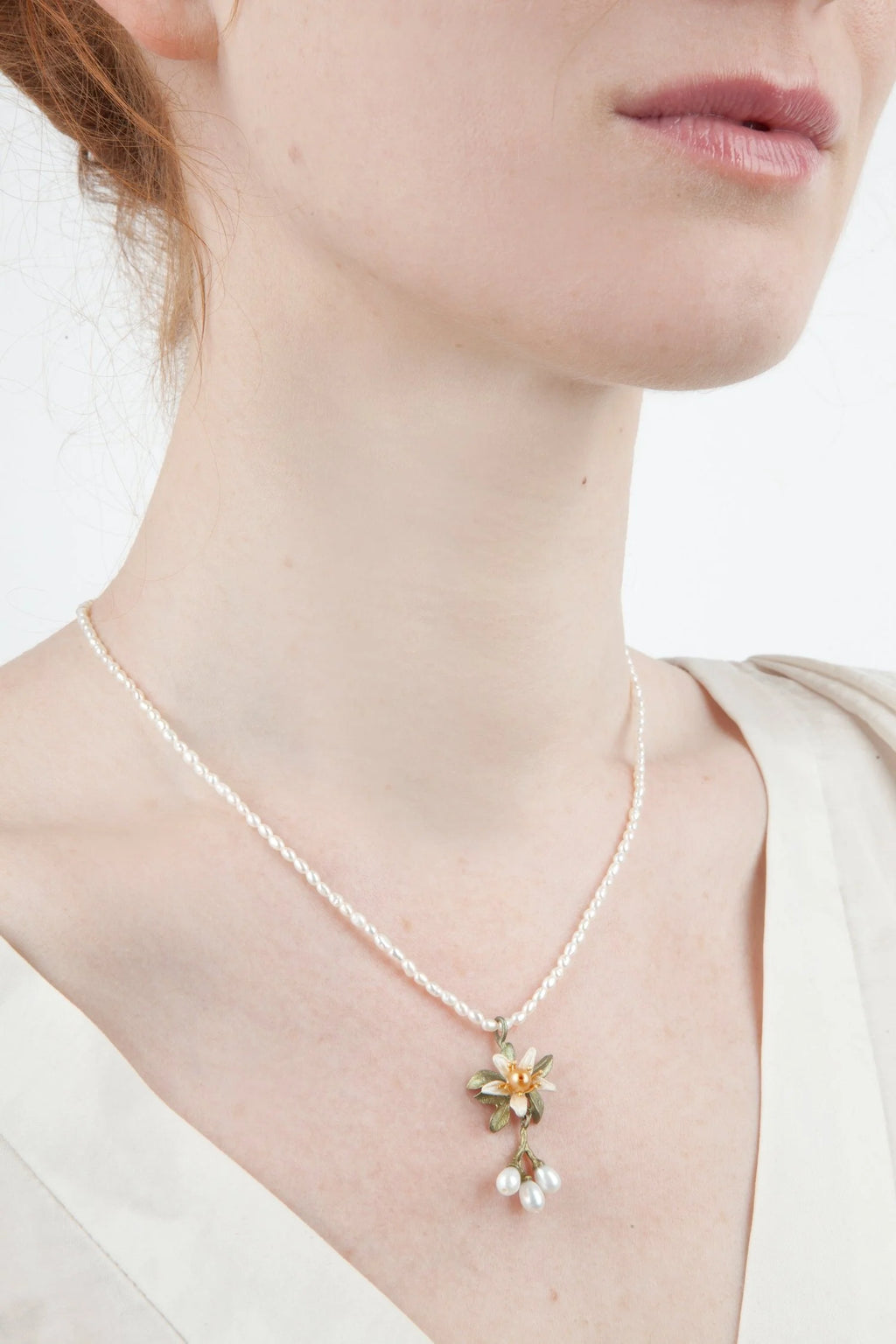 Fiori d'arancio - Collana di perle con ciondolo