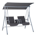 Outsunny Hollywoodschaukel 2-Sitzer mit Sonnendach Becherhalter
