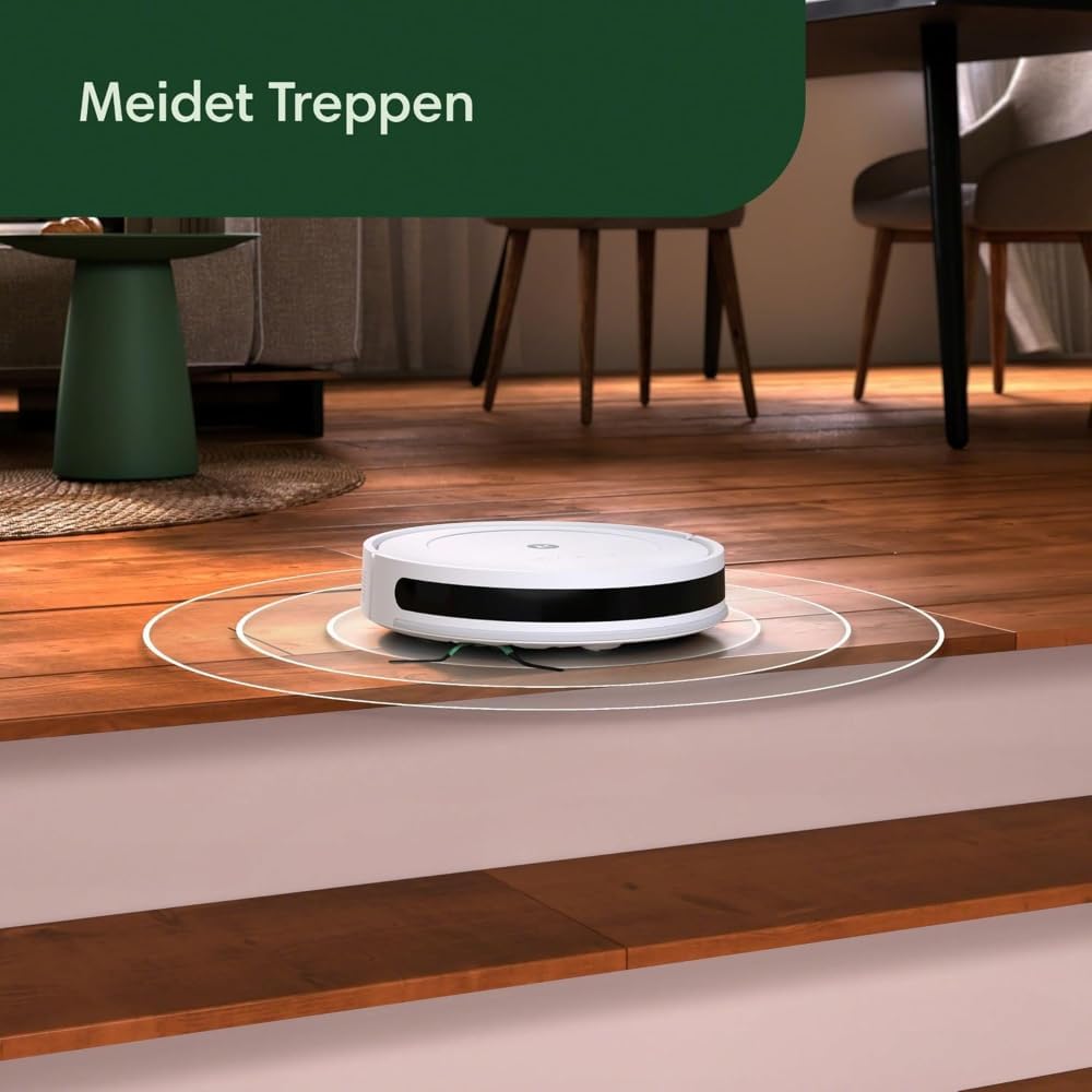 Robot aspirapolvere e lavapavimenti iRobot Roomba Combo Essential (Y0112), potente aspirazione e lavaggio, sistema di pulizia a 4 fasi, 3 livelli di aspirazione, pulizia Spot, controllabile tramite app, pulsanti o voce, Bianco