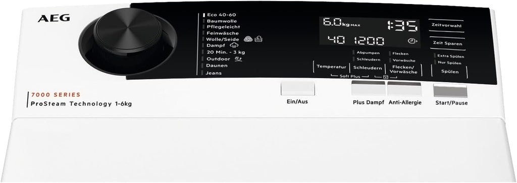 AEG LTR7A71370 Lavatrice Carica dall'alto / Serie 7000 con ProSteam / ProSteam - Funzione Refresh / 7,0 kg / Silenziosa / Controllo automatico del carico / Funzione Aggiungi indumento / Stop Acqua / 1300 giri/min