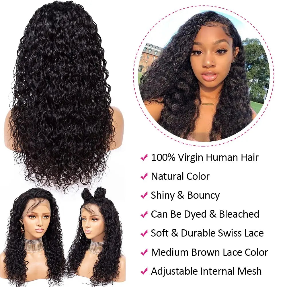 Parrucca frontale in pizzo con onde d'acqua in capelli veri – Look perfetto per donne nere