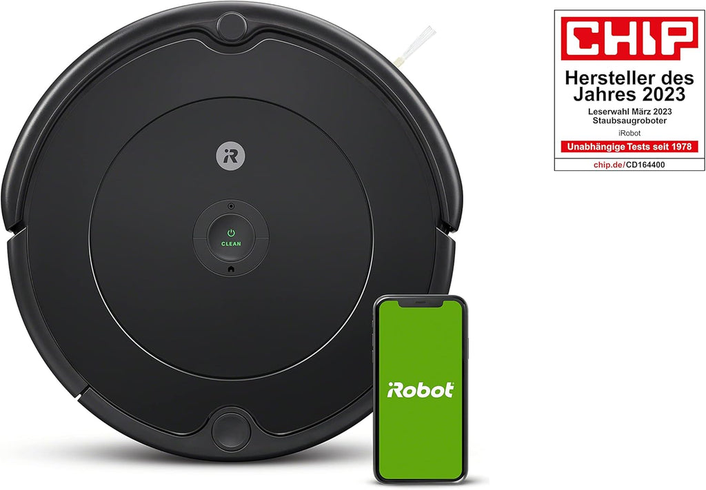 Robot aspirapolvere e lavapavimenti iRobot Roomba Combo Essential (Y0112), potente aspirazione e lavaggio, sistema di pulizia a 4 fasi, 3 livelli di aspirazione, pulizia Spot, controllabile tramite app, pulsanti o voce, Bianco