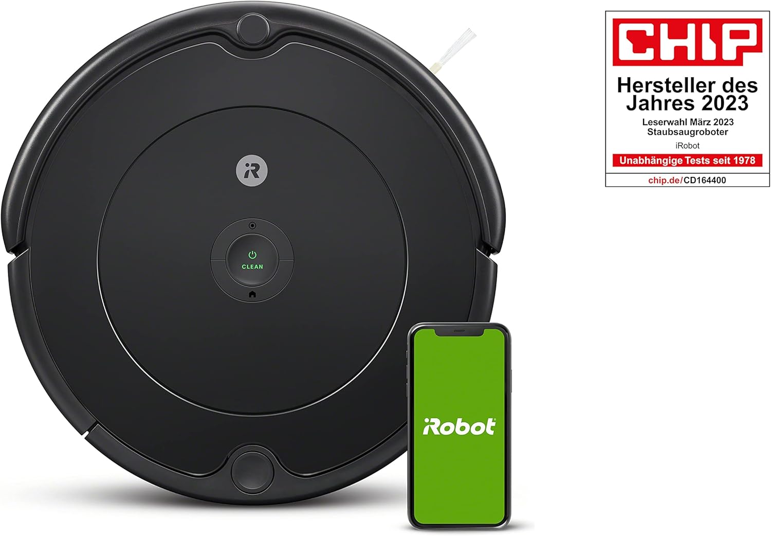 Robot aspirapolvere e lavapavimenti iRobot Roomba Combo Essential (Y0112), potente aspirazione e lavaggio, sistema di pulizia a 4 fasi, 3 livelli di aspirazione, pulizia Spot, controllabile tramite app, pulsanti o voce, Bianco