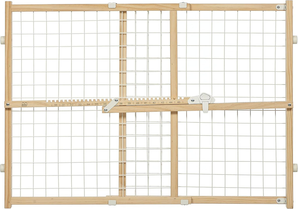 MidWest Homes for Pets Barriera/Cancelletto di Sicurezza per Animali Domestici, Modello 2944WWM-2, Altezza 112 cm, Estensibile da 74 a 127 cm di Larghezza, Grande, in Legno