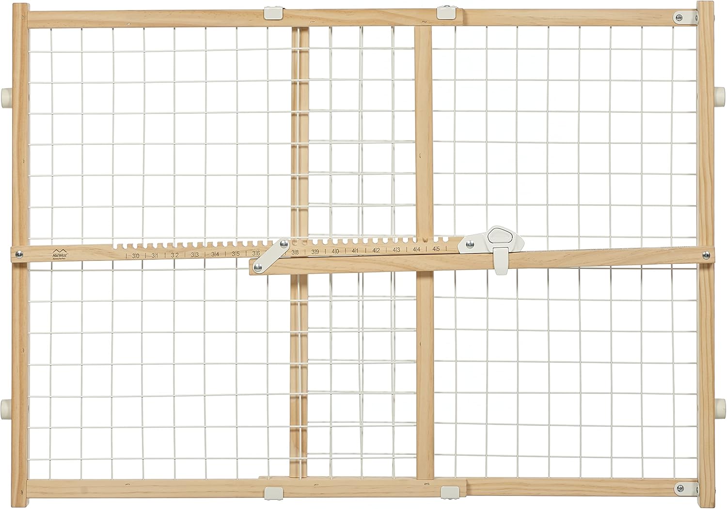 MidWest Homes for Pets Barriera/Cancelletto di Sicurezza per Animali Domestici, Modello 2944WWM-2, Altezza 112 cm, Estensibile da 74 a 127 cm di Larghezza, Grande, in Legno