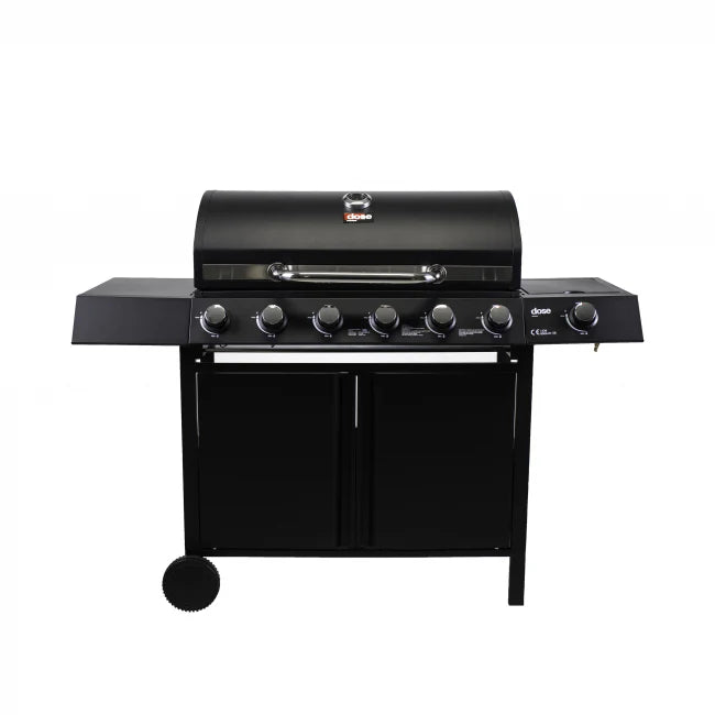 DOSE Barbecue a gas, 6+1 bruciatori, nero 141x110x48cm