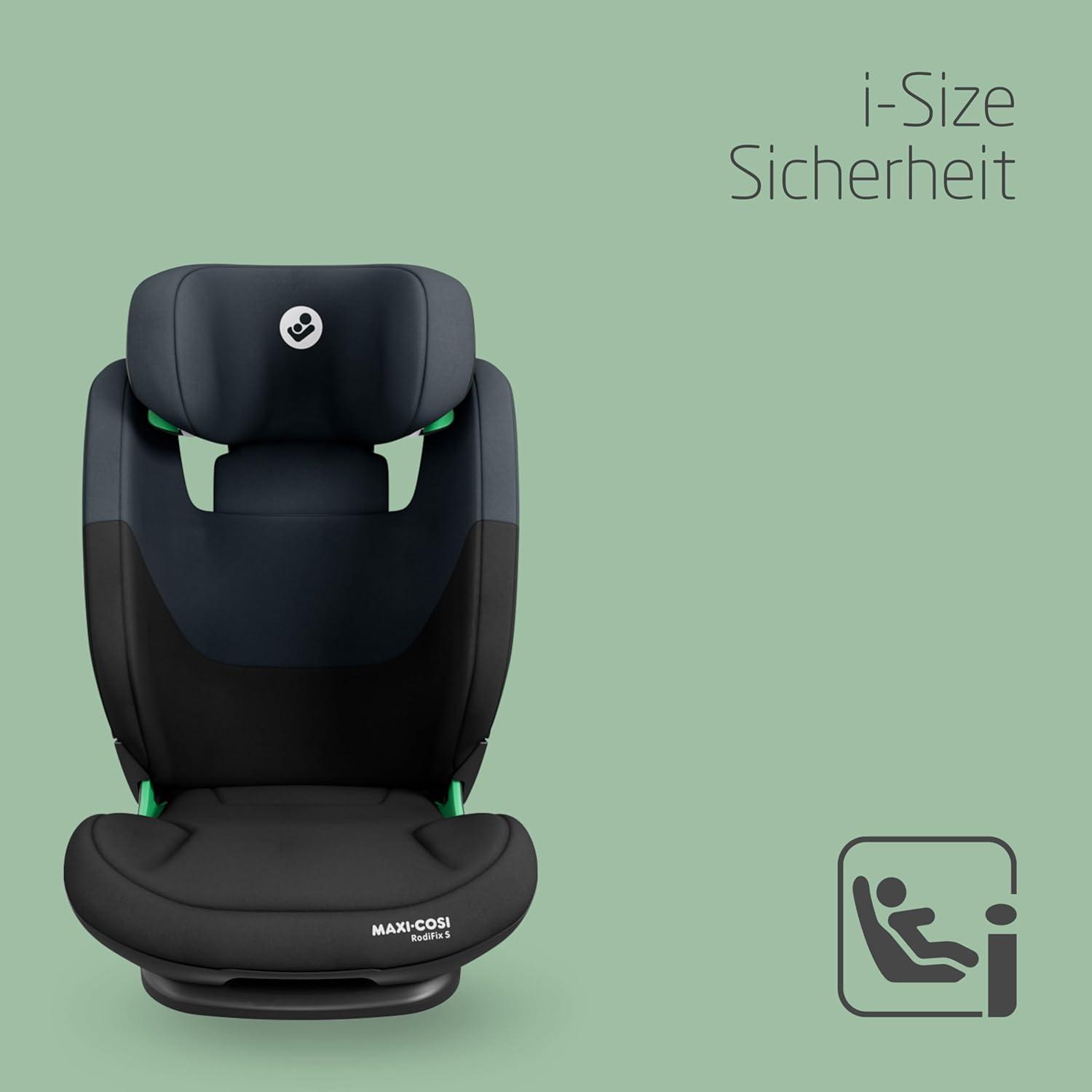 Maxi-Cosi RodiFix S i-Size Kindersitz, 100–150 cm, 3,5–12 Jahre, Autositz Kinder, 3 Liegepositionen, Verstellbare Höhe/Breite, G-CELL Side Impact Protection, AirProtect-Sicherheitskissen, Basic Black