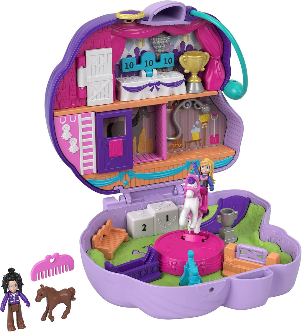 Polly Pocket GTN15 - Valigetta Caffetteria Riccio con Design Caffè e Animali, Mini Bambola Polly e HCG16 - Acquario Lontre, Tema Acquario con Micro Bambole Polly e Nicolas, 5 Sorprese e 12 Accessori