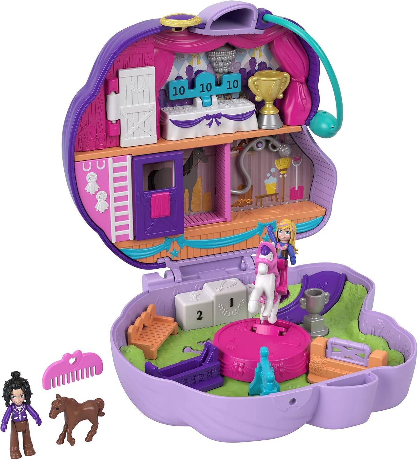 Polly Pocket GTN15 - Valigetta Caffetteria Riccio con Design Caffè e Animali, Mini Bambola Polly e HCG16 - Acquario Lontre, Tema Acquario con Micro Bambole Polly e Nicolas, 5 Sorprese e 12 Accessori